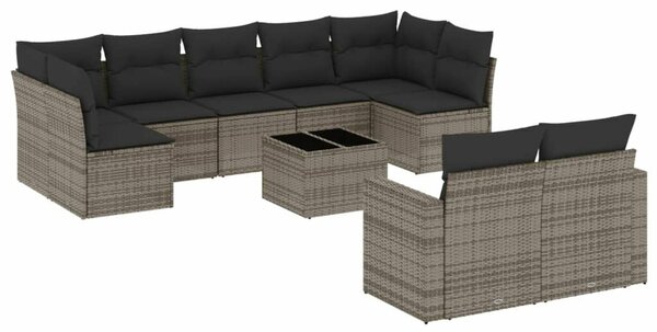 VidaXL Polyrattan Kerti Ülőgarnitúra - 10 részes - Szürke