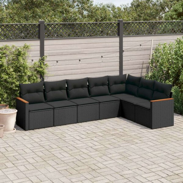 VidaXL Polyrattan Kerti Ülőgarnitúra - 7 részes - Fekete