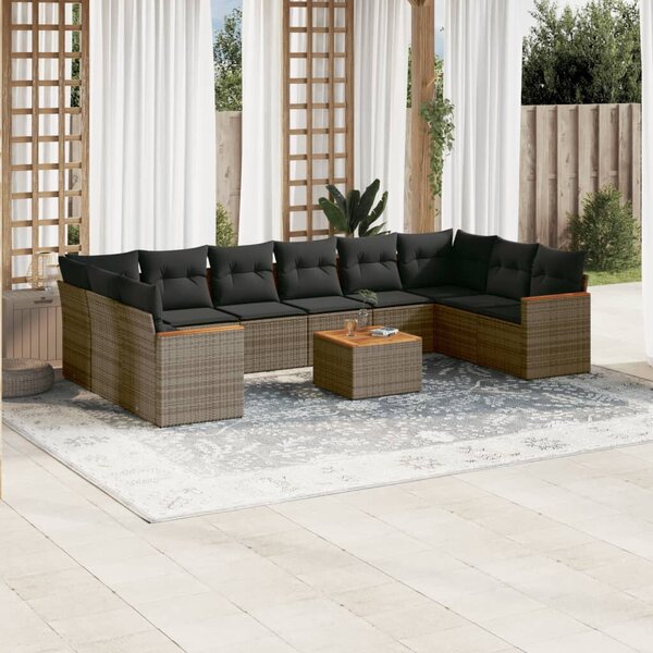 VidaXL Polyrattan Kerti Ülőgarnitúra - 11 részes - Szürke