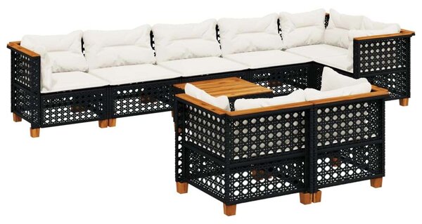 VidaXL 9 részes Kerti Ülőgarnitúra - Fekete Polyrattan