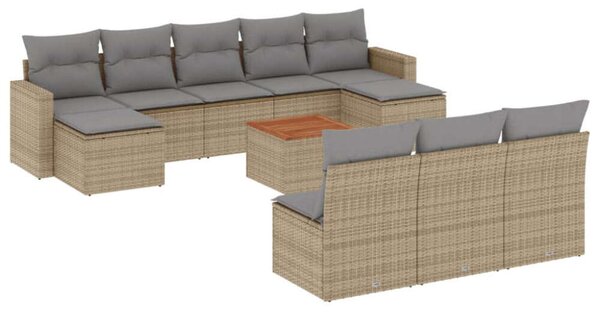 VidaXL Polyrattan Kerti Ülőgarnitúra - 11 részes - Bézs