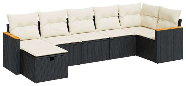 VidaXL Polyrattan Kerti Ülőgarnitúra - 7 részes - Fekete