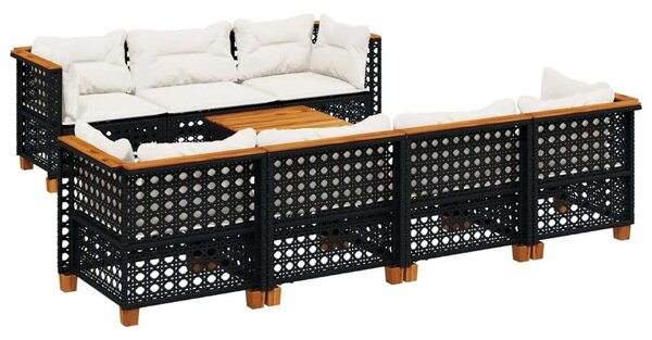 VidaXL Polyrattan Kerti Ülőgarnitúra - 8 részes - Fekete