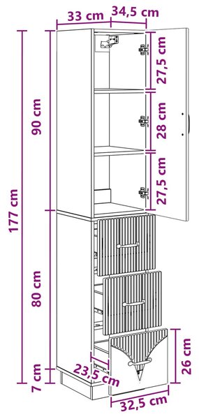 VidaXL Szekrény szett 2 db 33 x 34,5 x 87 cm Szerelt Fa Sonoma Tölgy