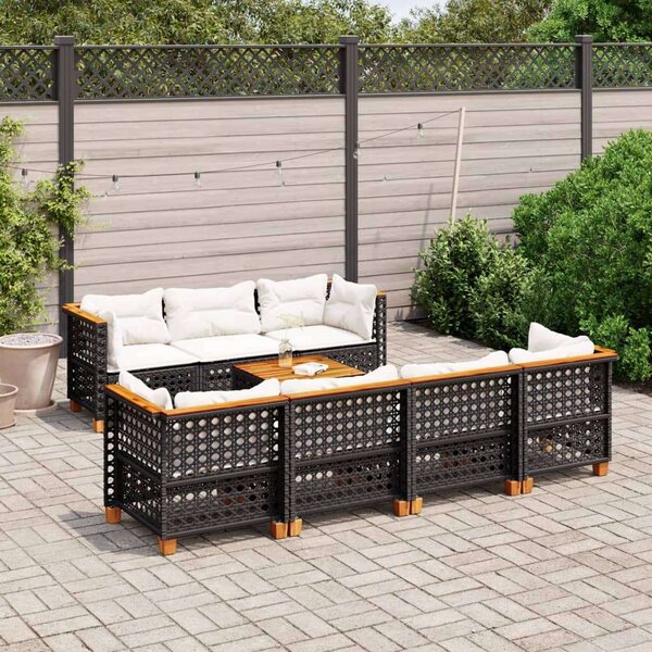 VidaXL Polyrattan Kerti Ülőgarnitúra - 8 részes - Fekete