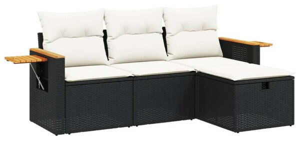 VidaXL Polyrattan Kerti Ülőgarnitúra - 4 részes - Fekete