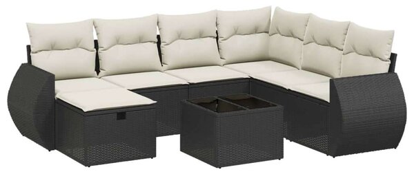 VidaXL Polyrattan Kerti Ülőgarnitúra - 8 részes - Fekete