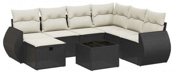VidaXL Polyrattan Kerti Ülőgarnitúra - 8 részes - Fekete