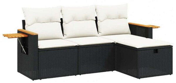 VidaXL Polyrattan Kerti Ülőgarnitúra - 4 részes - Fekete