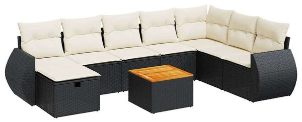 VidaXL Polyrattan Kerti Ülőgarnitúra - 9 részes - Fekete