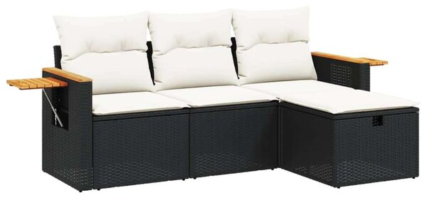 VidaXL Polyrattan Kerti Ülőgarnitúra - 4 részes - Fekete