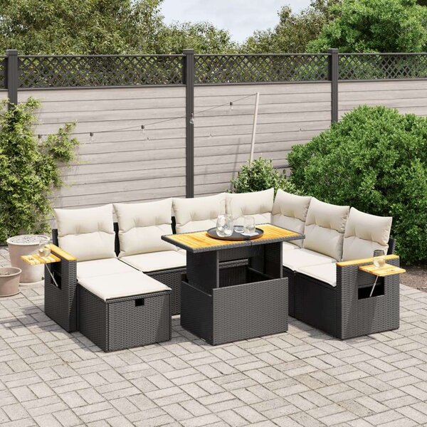 VidaXL Polyrattan Kerti Ülőgarnitúra - 8 részes - Fekete