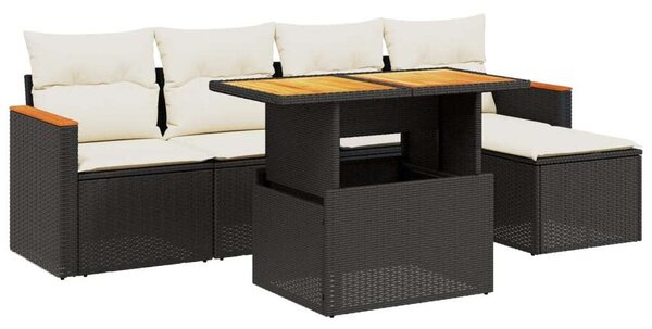 VidaXL Polyrattan Kerti Ülőgarnitúra - 6 részes - Fekete