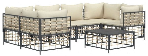 VidaXL Polyrattan Kerti Ülőgarnitúra - 7 részes - Antracit Szürke