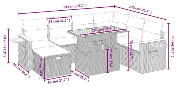 VidaXL Polyrattan Kerti Ülőgarnitúra - 8 részes - Fekete