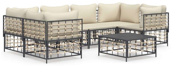 VidaXL Polyrattan Kerti Ülőgarnitúra - 7 részes - Antracit Szürke
