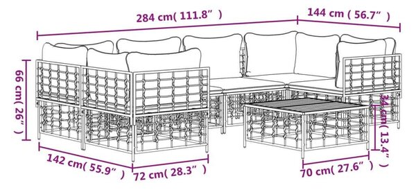 VidaXL Polyrattan Kerti Ülőgarnitúra - 7 részes - Antracit Szürke