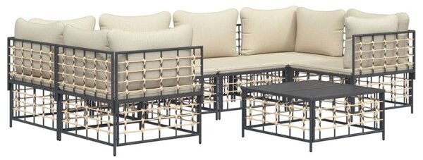 VidaXL Polyrattan Kerti Ülőgarnitúra - 7 részes - Antracit Szürke