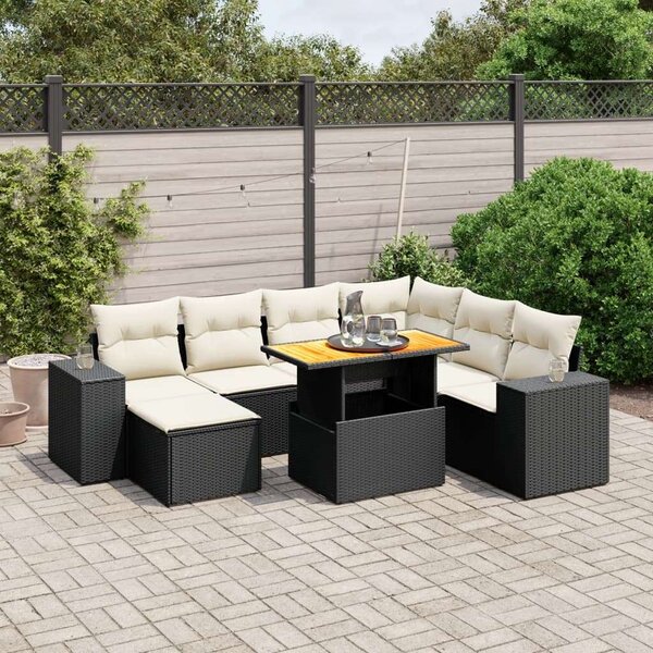 VidaXL Polyrattan Kerti Ülőgarnitúra - 8 részes - Fekete