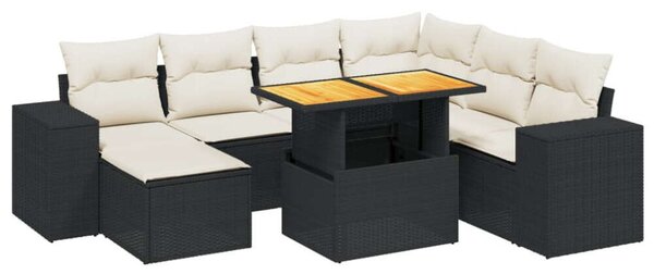 VidaXL Polyrattan Kerti Ülőgarnitúra - 8 részes - Fekete