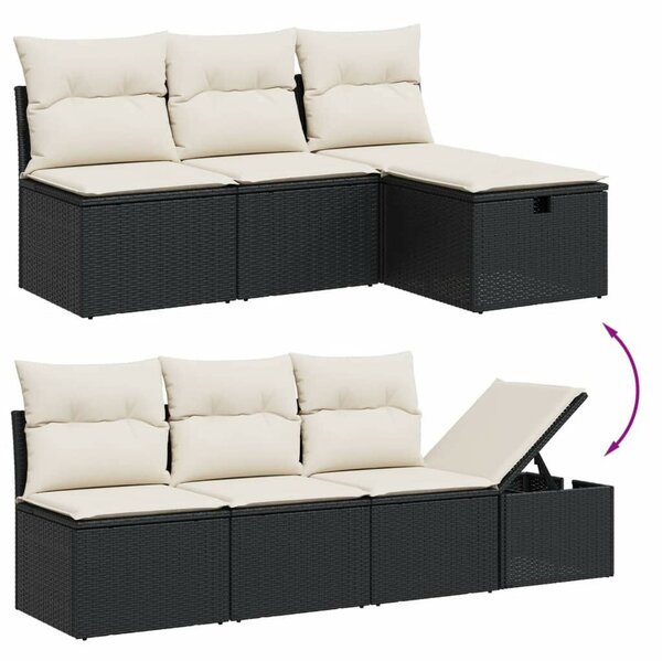 VidaXL Polyrattan Kerti Ülőgarnitúra - 8 részes - Fekete