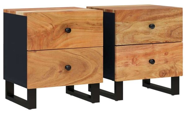 VidaXL Akácfa Éjjeliszekrény Pár - 2 db - 40x33x46 cm