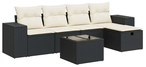 VidaXL Polyrattan Kerti Ülőgarnitúra - 6 részes - Fekete