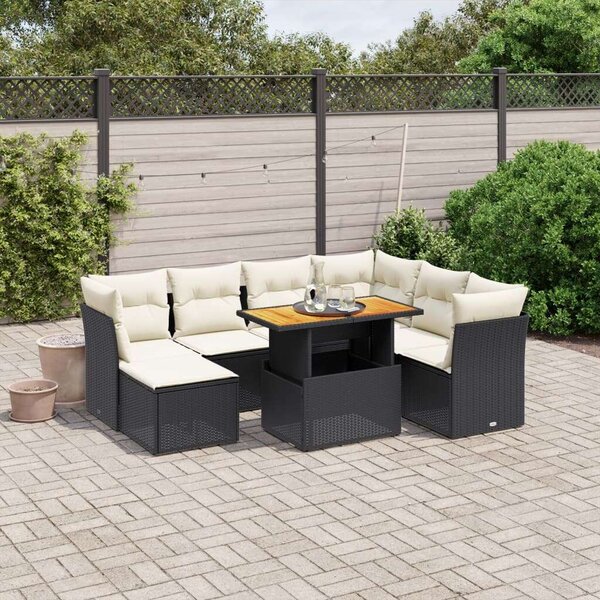 VidaXL Polyrattan Kerti Ülőgarnitúra - 8 részes - Fekete