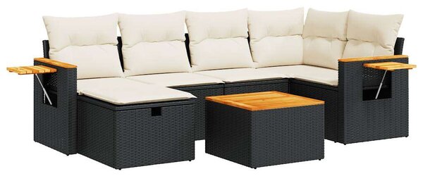 VidaXL Polyrattan Kerti Ülőgarnitúra - 7 részes - Fekete