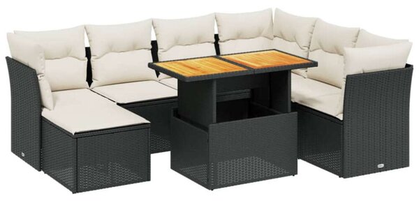 VidaXL Polyrattan Kerti Ülőgarnitúra - 8 részes - Fekete