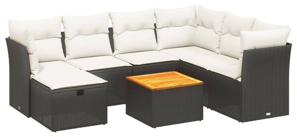 VidaXL Polyrattan Kerti Ülőgarnitúra - 8 részes - Fekete