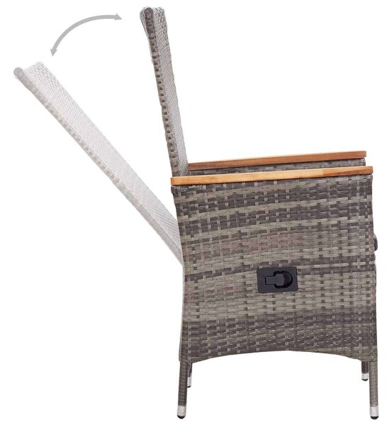 VidaXL Kerti Étkezőgarnitúra - 7 részes - Szürke Polyrattan
