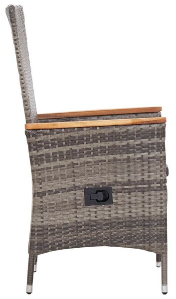 VidaXL Kerti Étkezőgarnitúra - 7 részes - Szürke Polyrattan