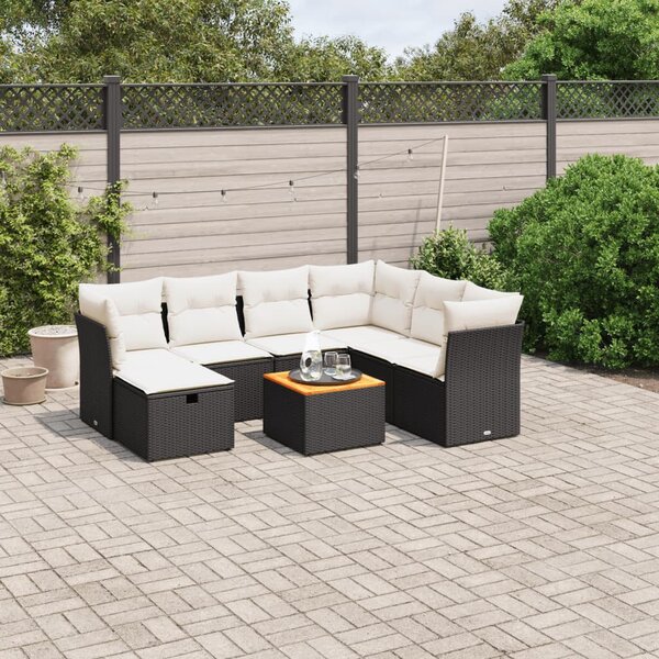 VidaXL Polyrattan Kerti Ülőgarnitúra - 8 részes - Fekete