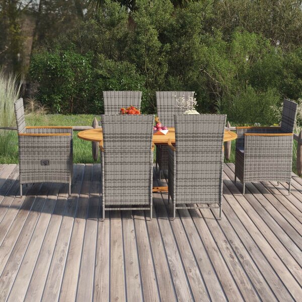 VidaXL Kerti Étkezőgarnitúra - 7 részes - Szürke Polyrattan
