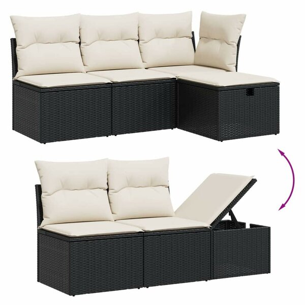 VidaXL Polyrattan Kerti Ülőgarnitúra - 8 részes - Fekete