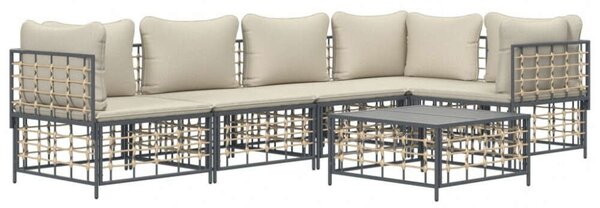 VidaXL Polyrattan Kerti Ülőgarnitúra - 6 részes - Antracit Szürke