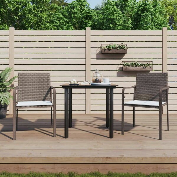VidaXL 3-részes polyrattan és acél kerti étkezőgarnitúra párnával