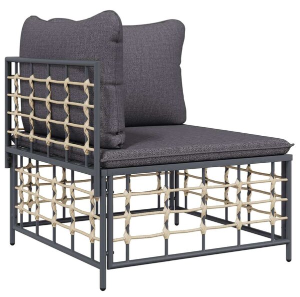 VidaXL 6-részes antracitszürke polyrattan kerti ülőgarnitúra párnákkal