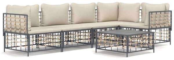 VidaXL Polyrattan Kerti Ülőgarnitúra - 6 részes - Antracit Szürke