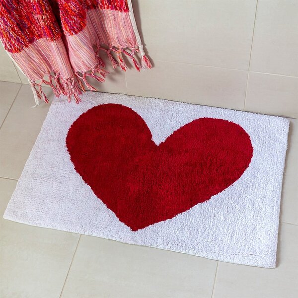 Piros-fehér fürdőszobai kilépő 50x80 cm Heart – Rex London