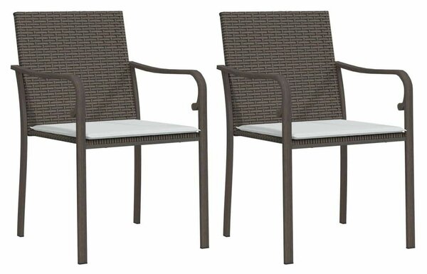 VidaXL 3-részes polyrattan és acél kerti étkezőgarnitúra párnával