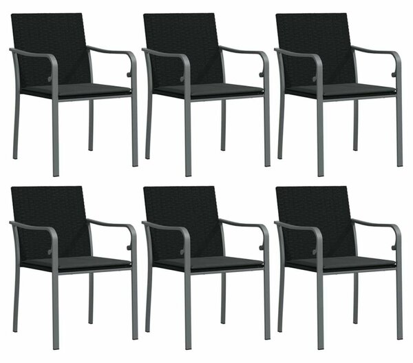 VidaXL 7-részes polyrattan és acél kerti étkezőgarnitúra párnával