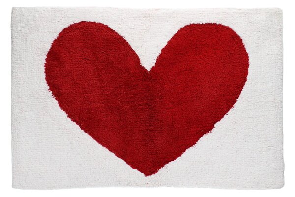 Piros-fehér fürdőszobai kilépő 50x80 cm Heart – Rex London