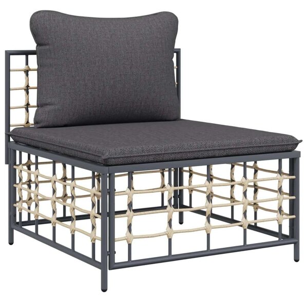 VidaXL 6-részes antracitszürke polyrattan kerti ülőgarnitúra párnákkal