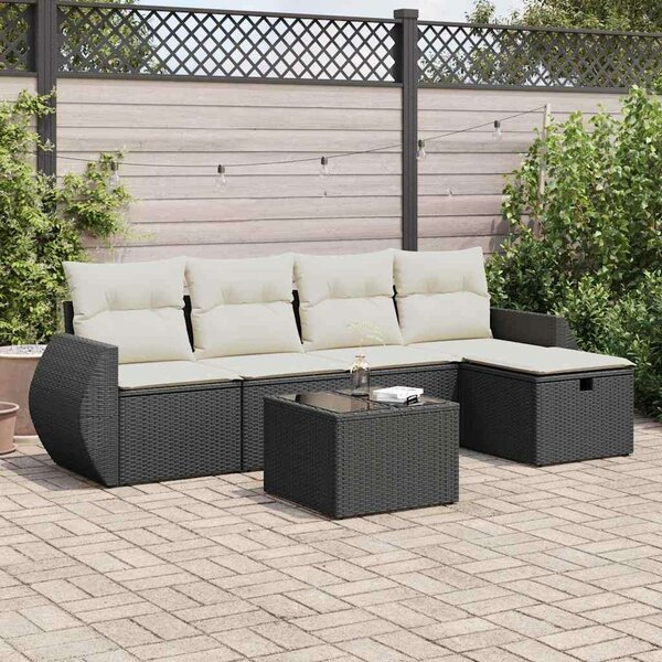 VidaXL Polyrattan Kerti Ülőgarnitúra - 6 részes - Fekete