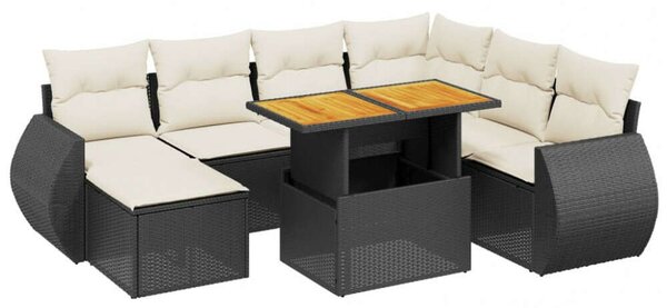VidaXL Polyrattan Kerti Ülőgarnitúra - 8 részes - Fekete