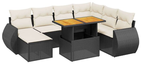 VidaXL Polyrattan Kerti Ülőgarnitúra - 8 részes - Fekete