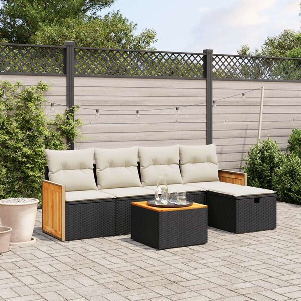 VidaXL Polyrattan Kerti Ülőgarnitúra - 6 részes - Fekete