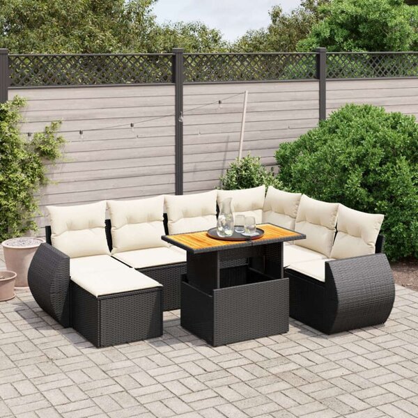 VidaXL Polyrattan Kerti Ülőgarnitúra - 8 részes - Fekete